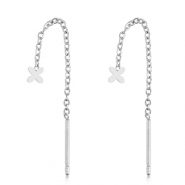 Boucles d'oreilles en acier Inox fleur Argenté