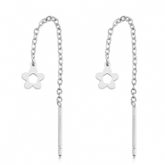 Boucles d'oreilles en acier Inox fleur Argenté