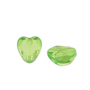 Perles acryliques c&oelig;ur Vert printemps transparent