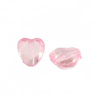 Perles acryliques c&oelig;ur Rose transparent