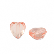 Perles acryliques c&oelig;ur Rose saumon transparent