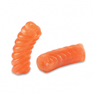 Perles tubes acryliques torsad&eacute; Orange transparent