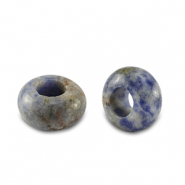 Pierres naturelles Sodalite et Microcline rondelles 14mm Bleu-blanc