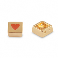 Perles tile carr&eacute; Dor&eacute;-rouge corail