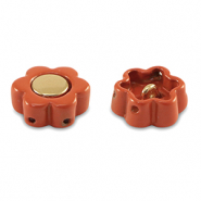 Perles tile fleur Rouge corail-dor&eacute;