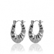 Boucles d'oreilles en acier Inox cr&eacute;oles 20mm Argent&eacute;