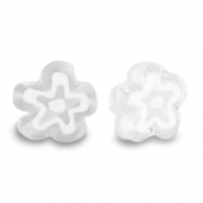 Perles Millefiori fleur Transparent-blanc