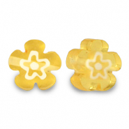 Perles Millefiori fleur Jaune ocre