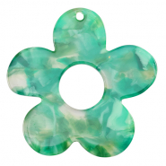 Pendentifs en r&eacute;sine fleur Turquoise-vert