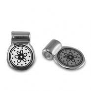 Poussoirs en métal DQ fleur Argenté antique (sans nickel)