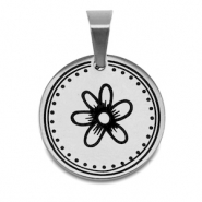 Breloques en acier Inox fleur Argenté