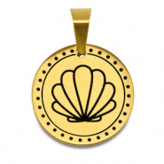 Breloques en acier Inox coquillage Dor&eacute;