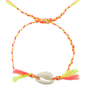 Bracelets tendance cauri Jaune n&eacute;on-rose