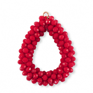 Boucles pendentifs facettées goutte Rouge