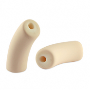 Perles tubes acryliques mat Beige abricot