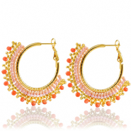 Boucles d'oreilles en acier Inox perles Orange-doré