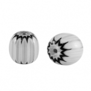 Perles Millefiori tube Gris clair