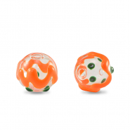 Perles en verre peintes &agrave; la main 8mm Transparent-vert orange