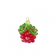 Pendentifs facettées framboise Doré-rouge vert