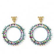 Boucles d’oreilles facettées 60mm Doré-multicolore