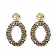 Boucles d’oreilles facettées ovale Doré-gris lavande