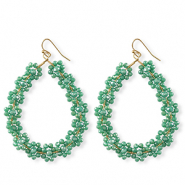 Boucles d’oreilles facettées goutte Doré-vert océan