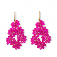 Boucles d&rsquo;oreilles facett&eacute;es goutte Dor&eacute;-rose n&eacute;on