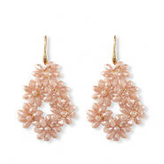 Boucles d’oreilles facettées goutte Doré-rose beige