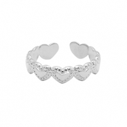 Bagues en acier Inox coeur Argent&eacute;