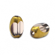 Perles en verre ovale &agrave; facettes Violet aubergine clair transparent-dor&eacute;