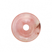 Pierres naturelles pendentifs verre donut 25mm Rose-transparent