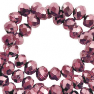 Perles &agrave; facettes 3x2mm disque Heishi Rose magenta-pearl shine coating