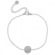 Bracelets en acier Inox fleur Argenté