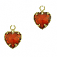 Pendentifs en verre Crystal Glass cœur Rouge-doré