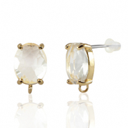 Boucles d’oreilles / puces d’oreilles en verre Crystal Glass avec anneau ovale Cristal-doré