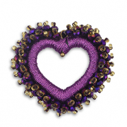 Boucles pendentifs facett&eacute;es coeur Violet raisin