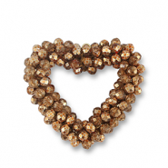 Boucles pendentifs facett&eacute;es coeur marron cuivre