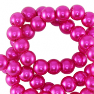 Perles en verre cirées 8mm Fuchsia