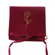 Sachet à bijoux fleur Rouge bourgogne-doré