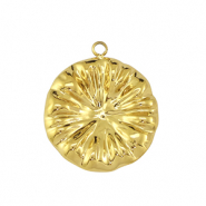 Breloques en acier Inox fleur Dor&eacute;