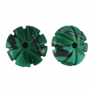 Pierres naturelles perles verre fleur Vert-noir