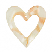 Pendentifs en r&eacute;sine c&oelig;ur Orange cuivr&eacute;