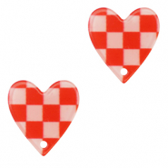 Pendentifs en r&eacute;sine c&oelig;ur Rouge-rose