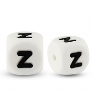 Perles lettres en silicone Z Blanc-noir