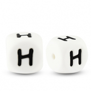 Perles lettres en silicone H Blanc-noir