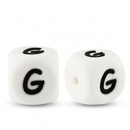 Perles lettres en silicone G Blanc-noir