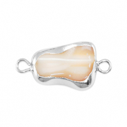 Perles d'eau douce connecteur asym&eacute;trique Argent&eacute;-taupe