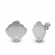 Boucles d'oreilles en acier Inox coquille Argenté