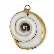 Pendentifs coquillage specials Escargot Ivoire-doré