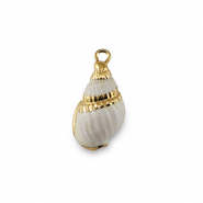 Pendentifs coquillage specials Blanc cr&egrave;me-dor&eacute;